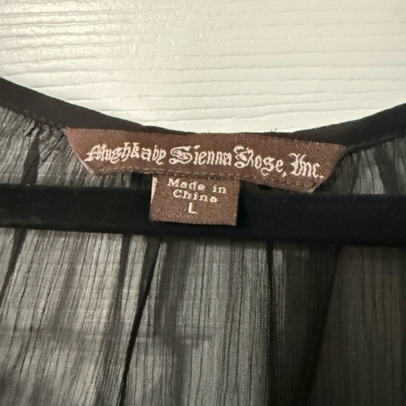Mushka by Sienna Rose Sheer Black Embroidered Top- L - Picture 3 of 8